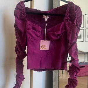 NWT Leyden Women's Fuchsia Ruched Blouse